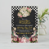 Alice in Wonderland Birthday Folie Uitnodiging (Staand Voorkant)