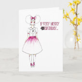 Alice in Wonderland Birthday Girl Cute Kaart (Gele Bloem)
