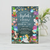 Alice in Wonderland Birthday Invitation Enchanted Kaart (Staand voorkant)