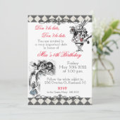 Alice in Wonderland Birthday Invitation Kaart (Staand voorkant)