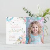 Alice in Wonderland Birthday Invitation Kaart (Staand voorkant)