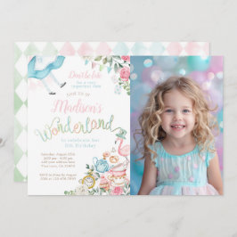 Alice in Wonderland Birthday Invitation Kaart