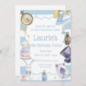 Alice in Wonderland Birthday Invitation Kaart (Voorkant / Achterkant)