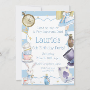 Alice in Wonderland Birthday Invitation Kaart