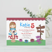 Alice in Wonderland Birthday Invitation Kaart (Staand voorkant)