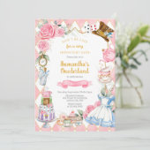 Alice in Wonderland Birthday Invitation Kaart (Staand voorkant)