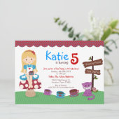 Alice in Wonderland Birthday Invitation Kaart (Staand voorkant)