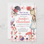Alice in Wonderland Birthday Invitation Kaart (Voorkant)