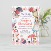 Alice in Wonderland Birthday Invitation Kaart (Staand voorkant)