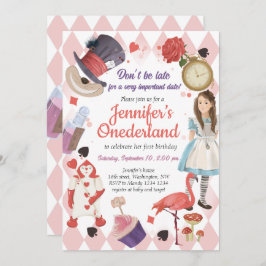 Alice in Wonderland Birthday Invitation Kaart