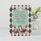 Alice in Wonderland Birthday Invitation Kaart (Staand voorkant)