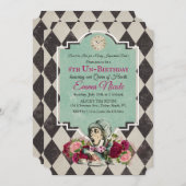 Alice in Wonderland Birthday Invitation Kaart (Voorkant / Achterkant)