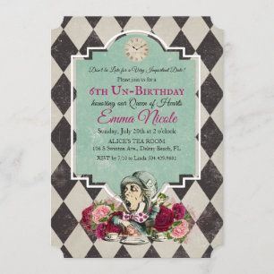 Alice in Wonderland Birthday Invitation Kaart
