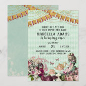 Alice in Wonderland Birthday Invitation Kaart (Voorkant / Achterkant)