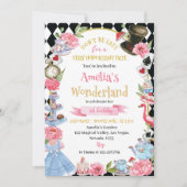 Alice in Wonderland - Birthday Invitation Tea Part Kaart (Voorkant)