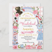 Alice in Wonderland - Birthday Invitation Tea Part Kaart (Voorkant)