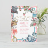 Alice in Wonderland Birthday Invitation Waterverf Kaart (Staand voorkant)