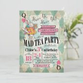 Alice in Wonderland Birthday Invitations Kaart (Staand voorkant)