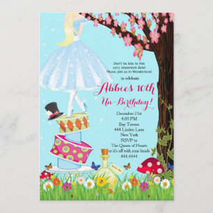 Alice in Wonderland Birthday Invitations Kaart