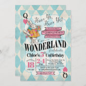 Alice in Wonderland Birthday Invitations Kaart (Voorkant / Achterkant)
