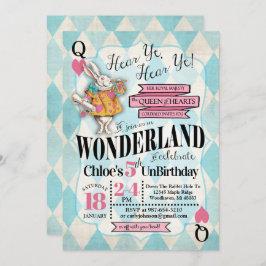 Alice in Wonderland Birthday Invitations Kaart