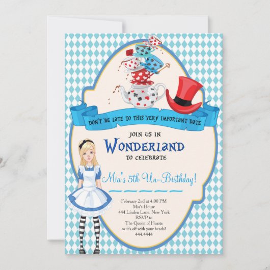 Alice in Wonderland Birthday Invitations Kaart (Voorkant)
