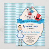 Alice in Wonderland Birthday Invitations Kaart (Voorkant / Achterkant)