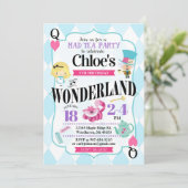 Alice in Wonderland Birthday Invitations Kaart (Staand voorkant)