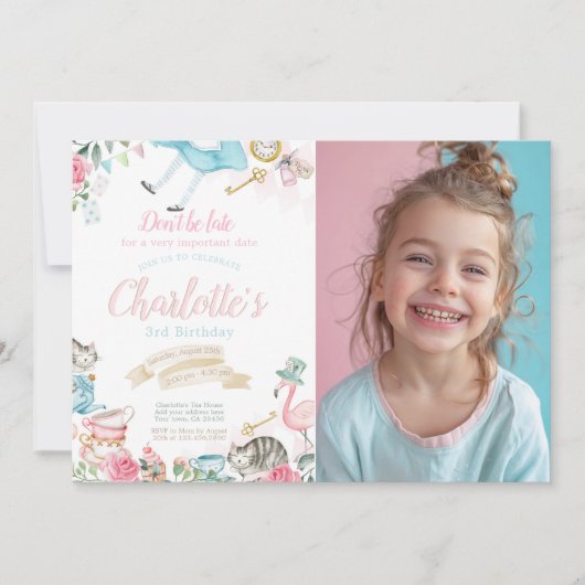 Alice in Wonderland Birthday Kaart (Voorkant)