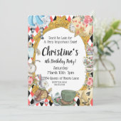 Alice in Wonderland Birthday Kaart (Staand voorkant)