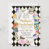 Alice in Wonderland Birthday Onederland Kaart (Voorkant)