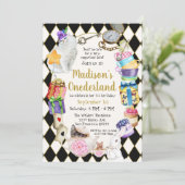 Alice in Wonderland Birthday Onederland Kaart (Staand voorkant)