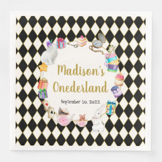 Alice in Wonderland Birthday Onederland Napkins Servet