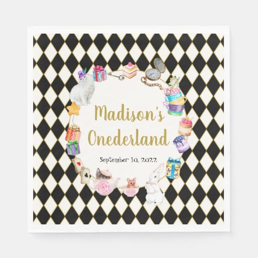 Alice in Wonderland Birthday Onederland Servet (Voorkant)