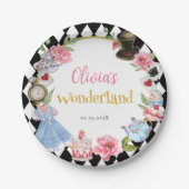 Alice in Wonderland Birthday Papieren Bordje (Voorkant)