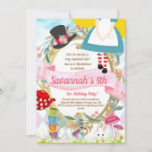 Alice in Wonderland Birthday Party Invitation Kaart (Voorkant)