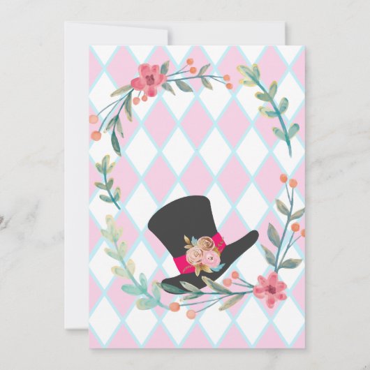 Alice in Wonderland Birthday Party Invitation Kaart (Achterkant)