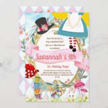 Alice in Wonderland Birthday Party Invitation