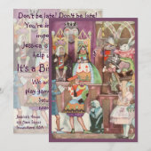 Alice in Wonderland Birthday Party Invitation Kaart (Voorkant / Achterkant)