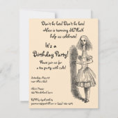 Alice in Wonderland Birthday Party Invitation Kaart (Achterkant)