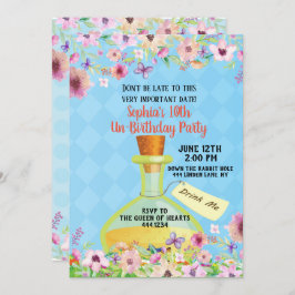Alice in Wonderland Birthday Party Invitation Kaart