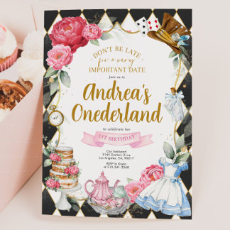 Alice in Wonderland Birthday Party Invitation Kaart