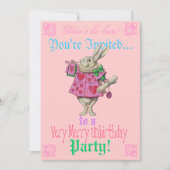 Alice in Wonderland Birthday Party Invitation Kaart (Voorkant)