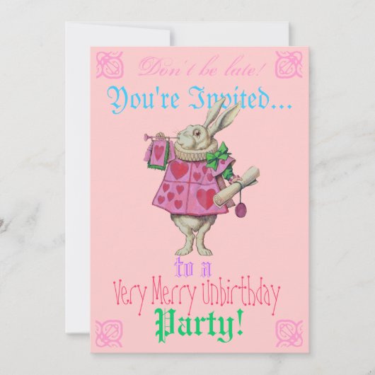 Alice in Wonderland Birthday Party Invitation Kaart (Voorkant)