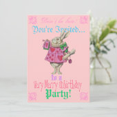 Alice in Wonderland Birthday Party Invitation Kaart (Staand voorkant)