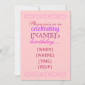 Alice in Wonderland Birthday Party Invitation Kaart (Achterkant)