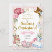 Alice in Wonderland Birthday Party Invitation Kaart (Voorkant)