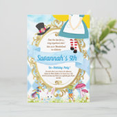 Alice in Wonderland Birthday Party Kaart (Staand voorkant)