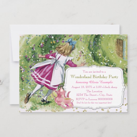 Alice in Wonderland Birthday Party Kaart (Voorkant)