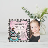 Alice in Wonderland Birthday Party Kaart (Staand voorkant)